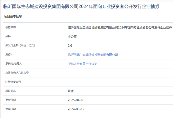 按天配资利息 临沂国际生态城建设投资集团2.6亿元企业债终止审核